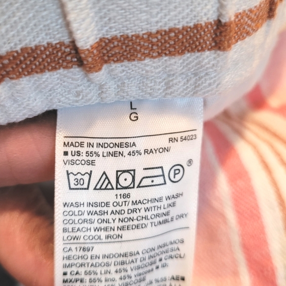 Old Navy colorful Striped pants pull-on elastic drawstring linen blend Women's L - Picture 7 of 11